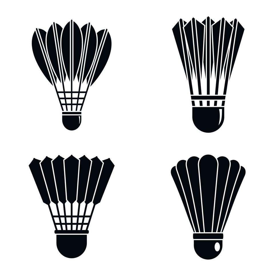 Shuttlecock badminton icon set, simple style vector