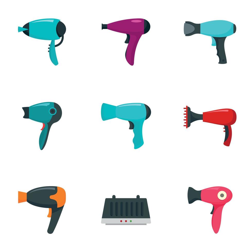 Dryer icon set, flat style vector