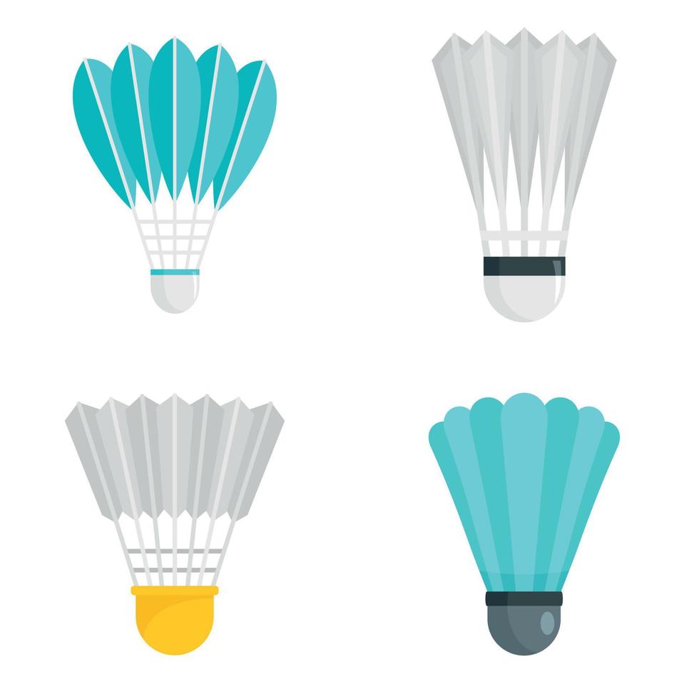 Shuttlecock icon set, flat style vector