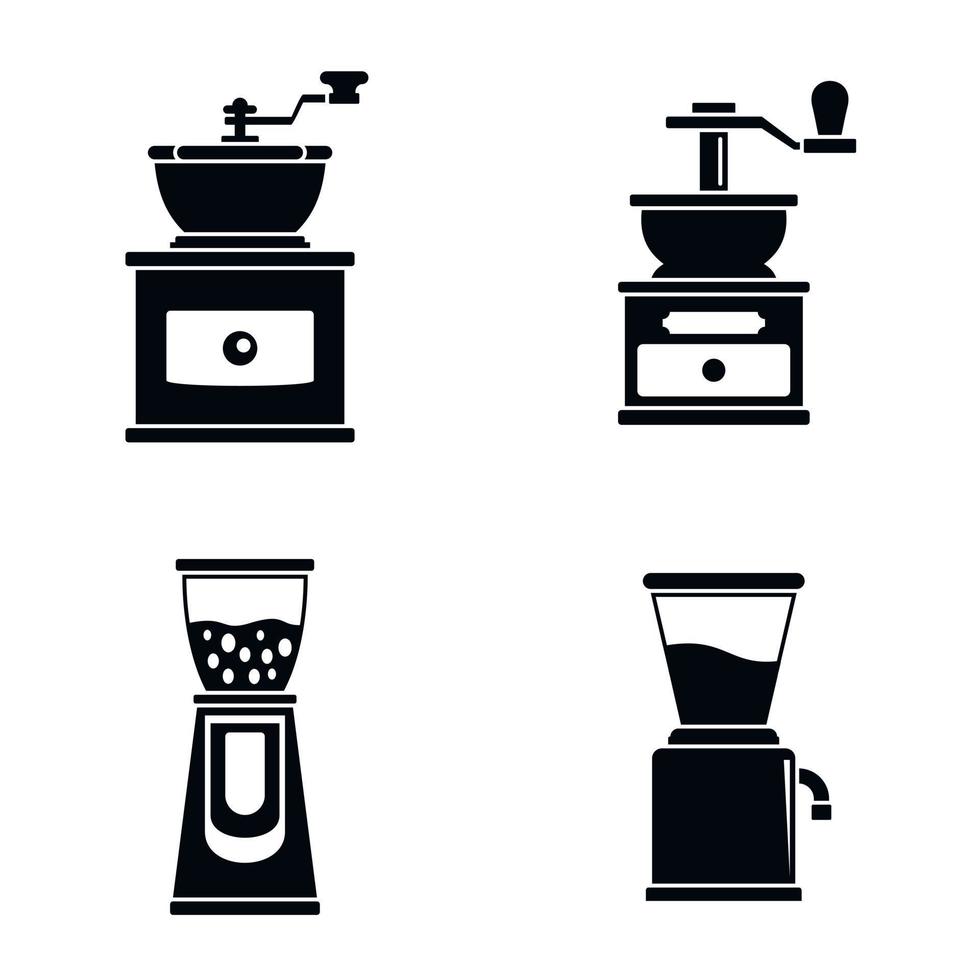 Coffee grinder mill icon set, simple style vector