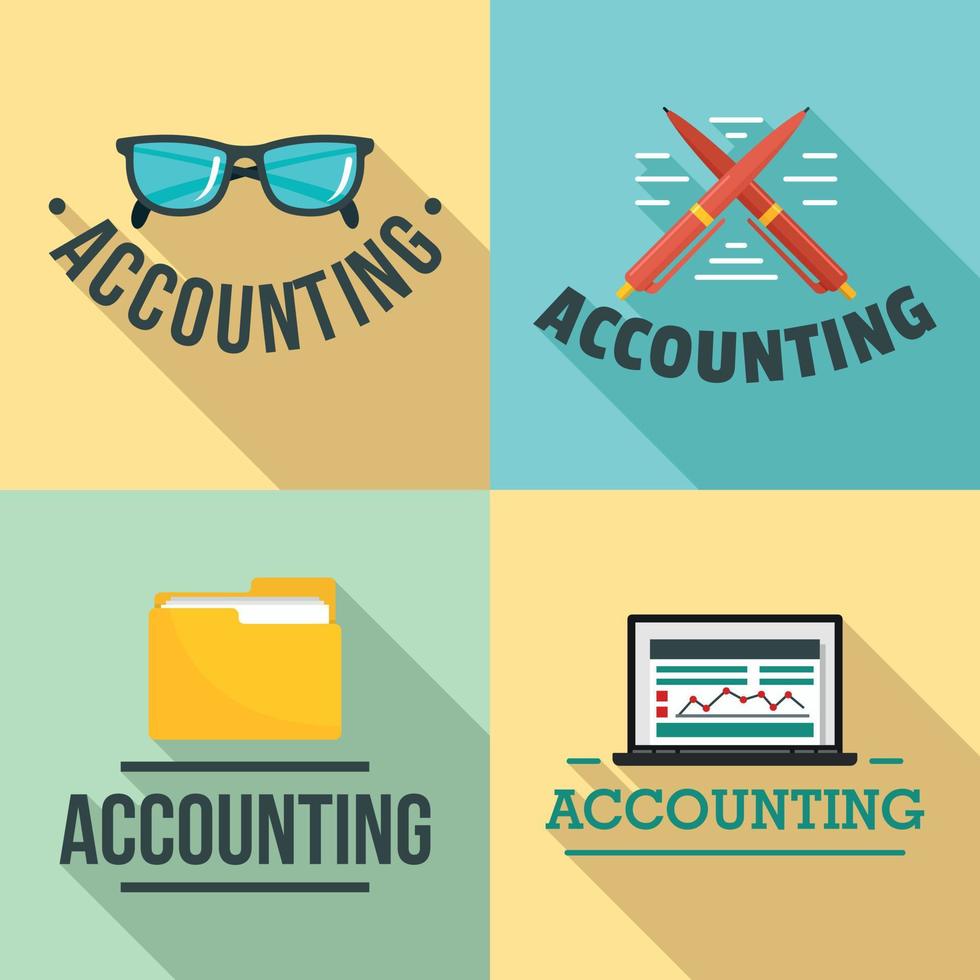 Accounting international day logo set, flat style vector