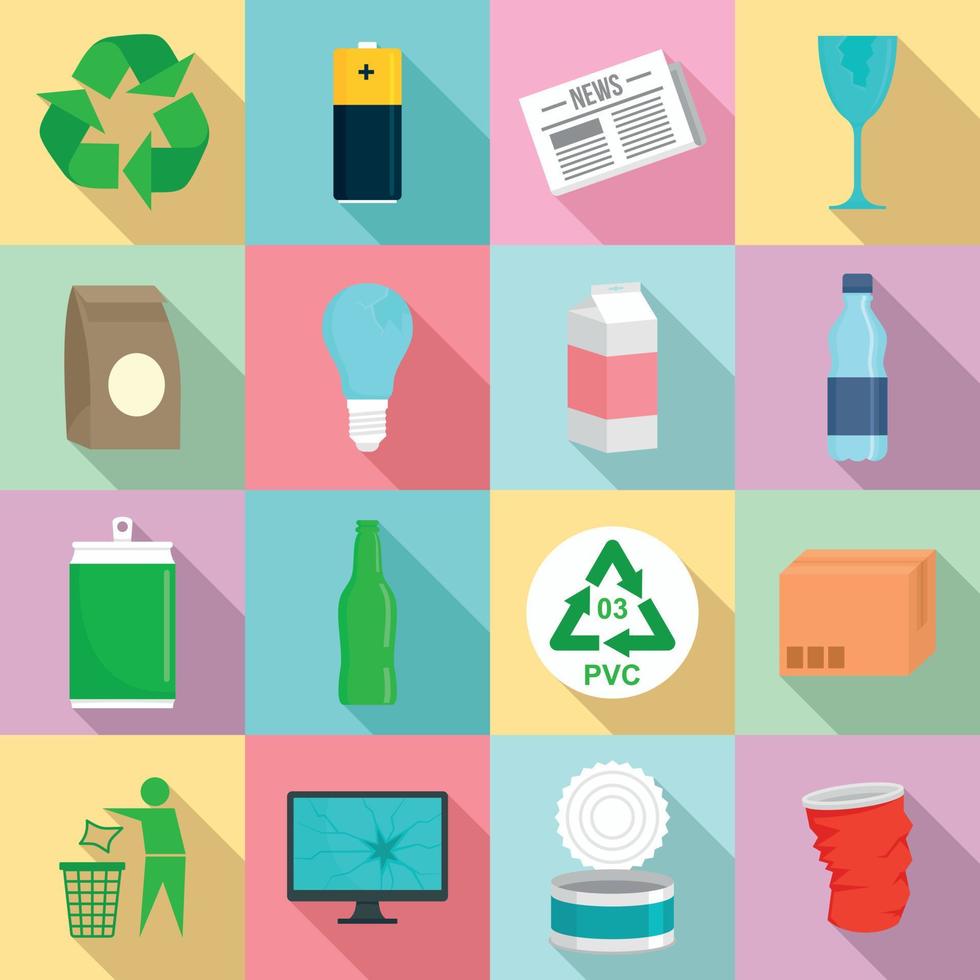 Recycles day icon set, flat style vector