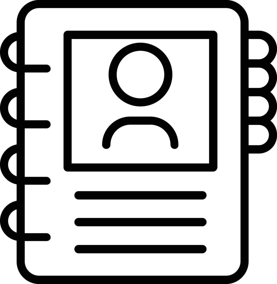 icono de línea de vector de libreta de direcciones