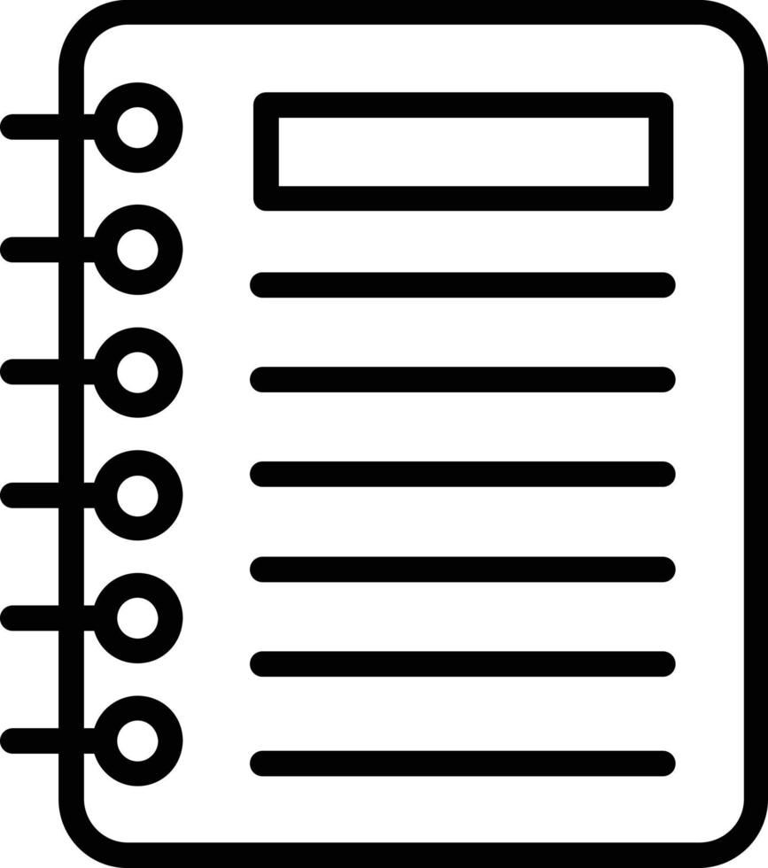 icono de línea de vector de cuaderno