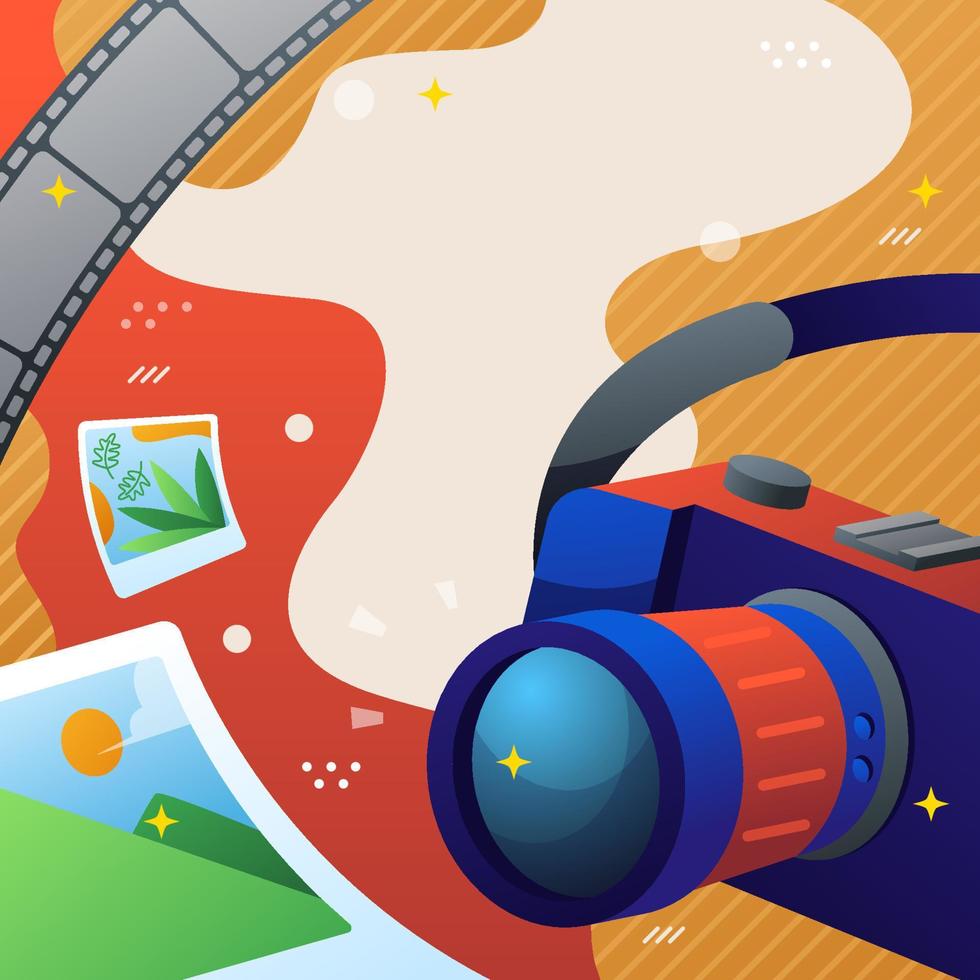 Camera in Photography Day Concept vector