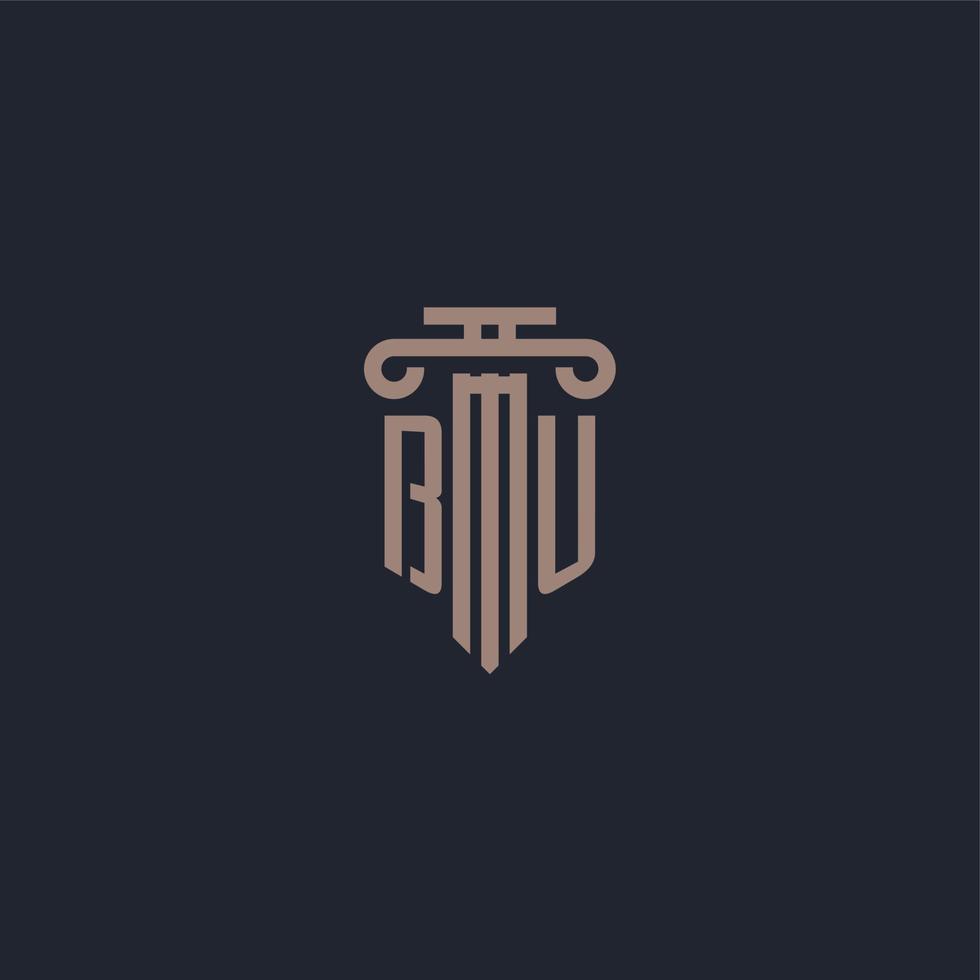BU initial logo monogram with pillar style design for law firm and justice company vector