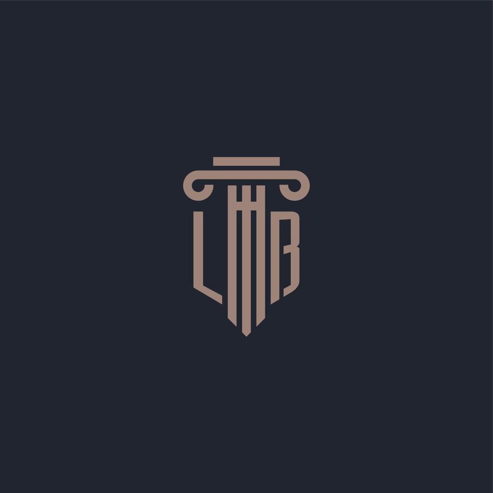 monograma de logotipo inicial lb con diseño de estilo pilar para bufete de abogados y compañía de justicia vector