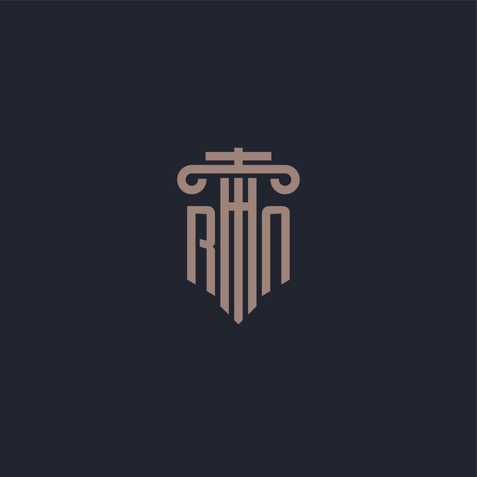 RN initial logo monogram with pillar style design for law firm and justice company vector