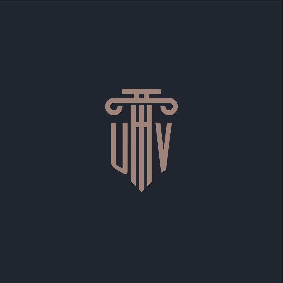 UV initial logo monogram with pillar style design for law firm and justice company vector