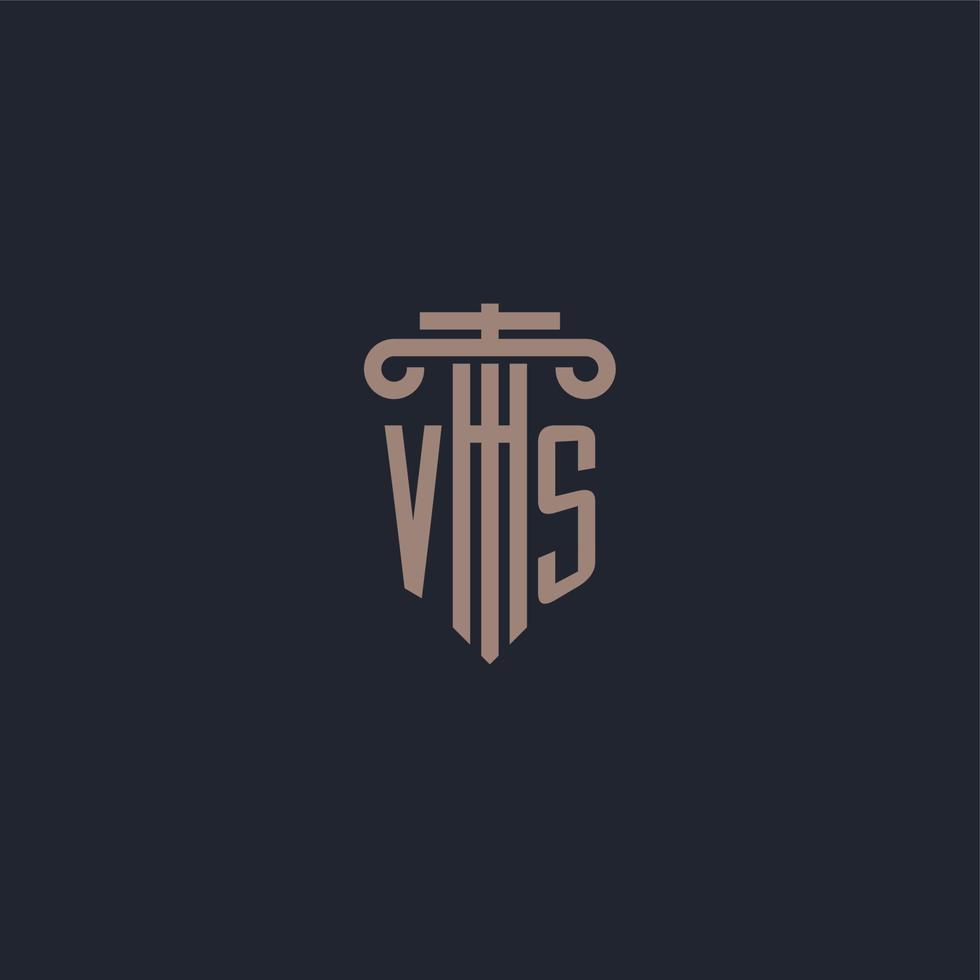 VS initial logo monogram with pillar style design for law firm and justice company vector