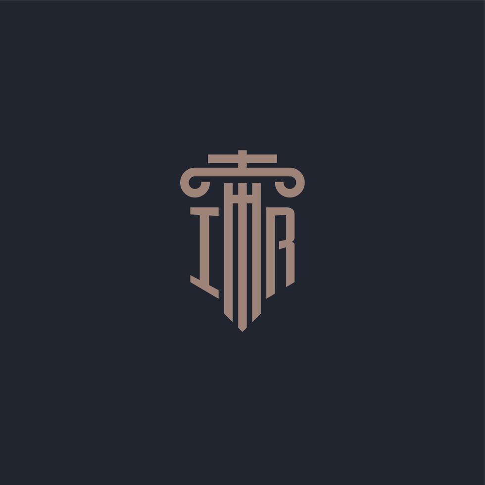 IR initial logo monogram with pillar style design for law firm and justice company vector