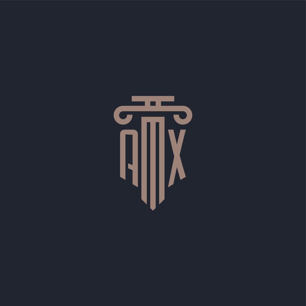 AX initial logo monogram with pillar style design for law firm and justice company vector