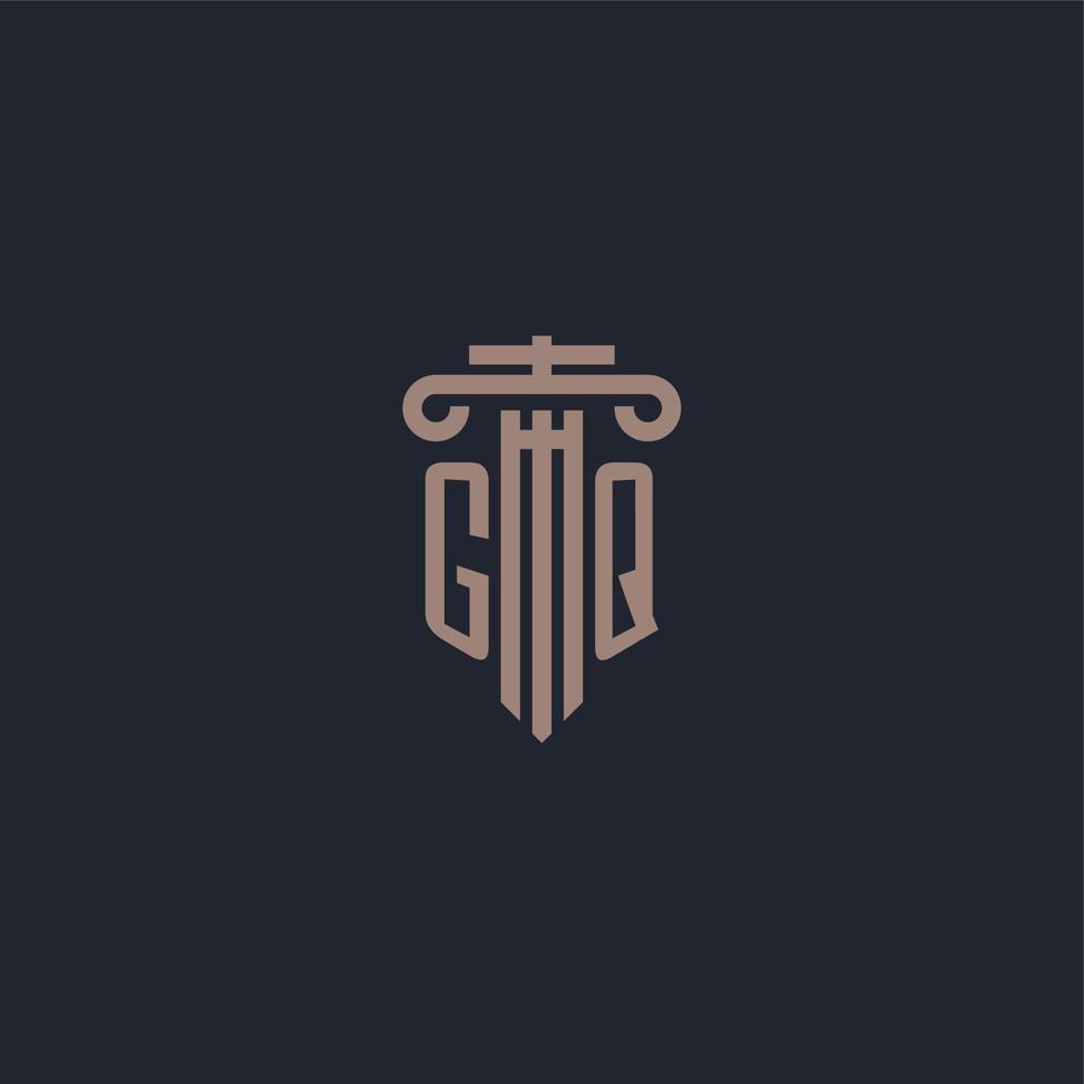 GQ initial logo monogram with pillar style design for law firm and justice company vector