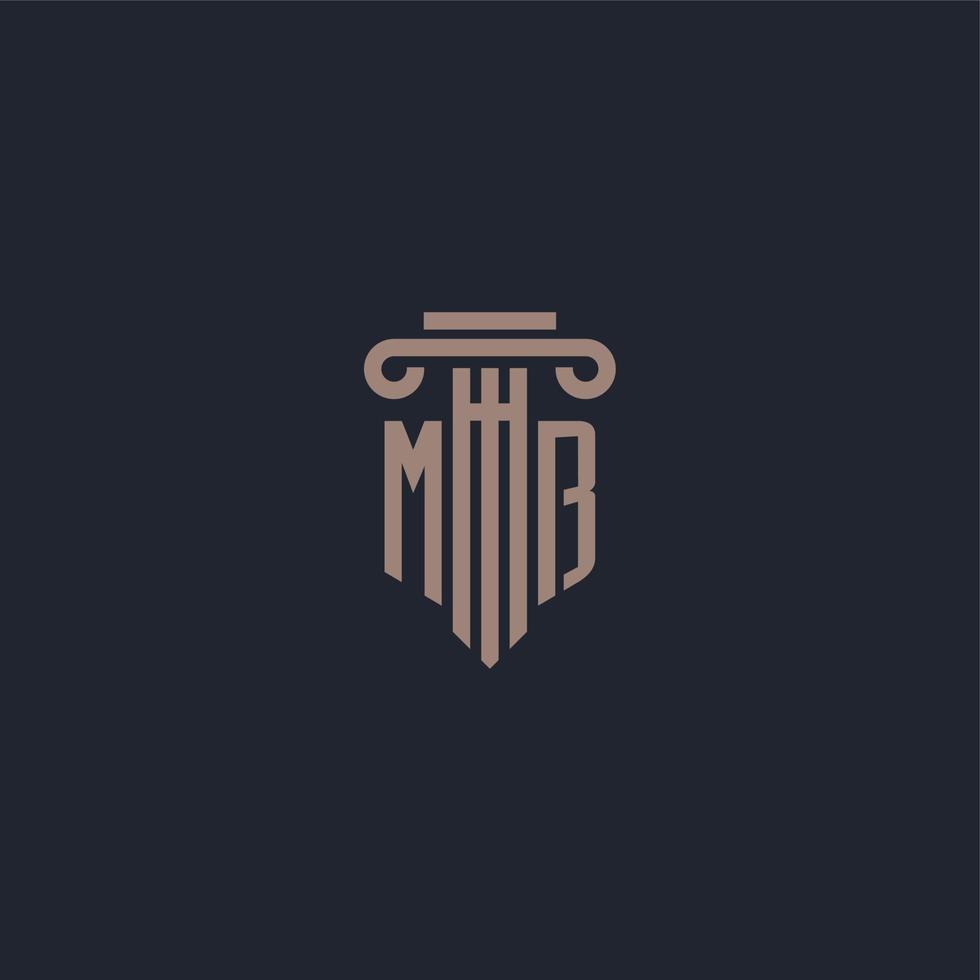 monograma de logotipo inicial mb con diseño de estilo pilar para bufete de abogados y compañía de justicia vector