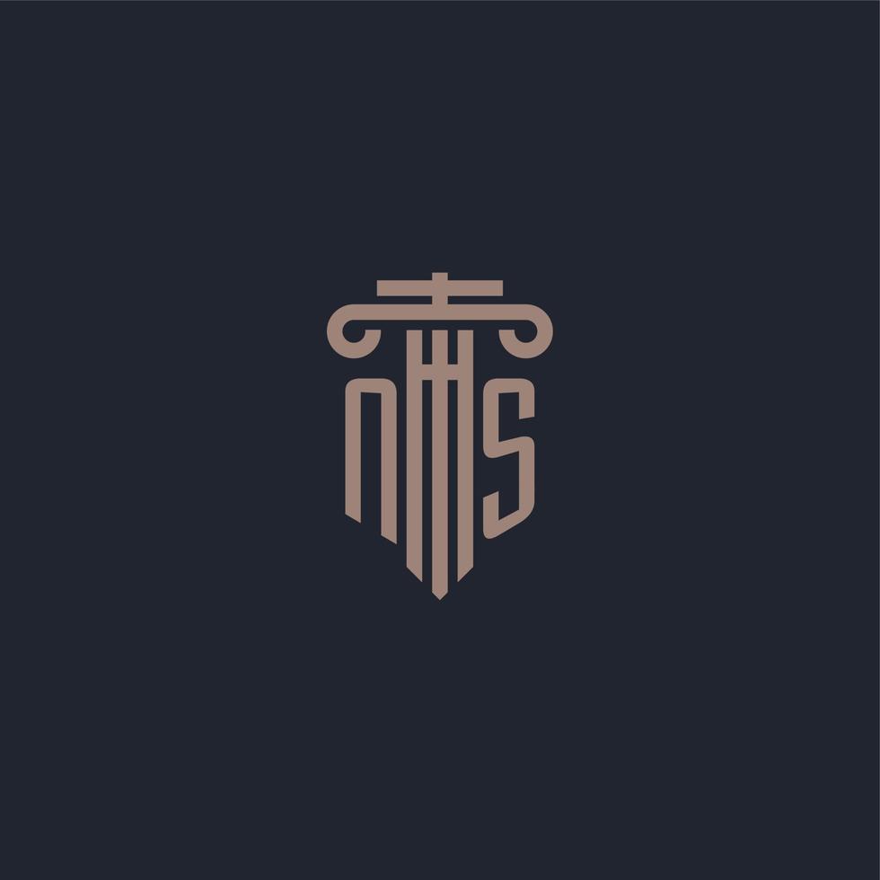 NS initial logo monogram with pillar style design for law firm and justice company vector