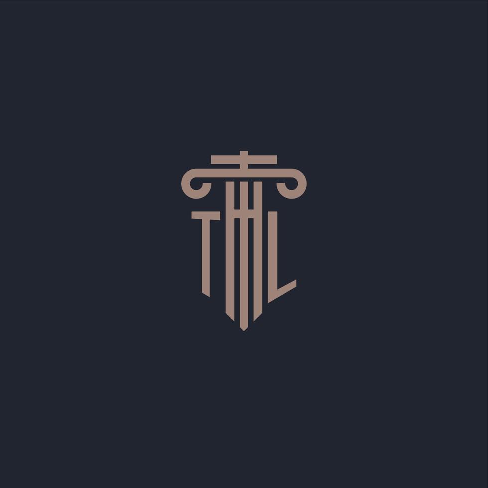 TL initial logo monogram with pillar style design for law firm and justice company vector