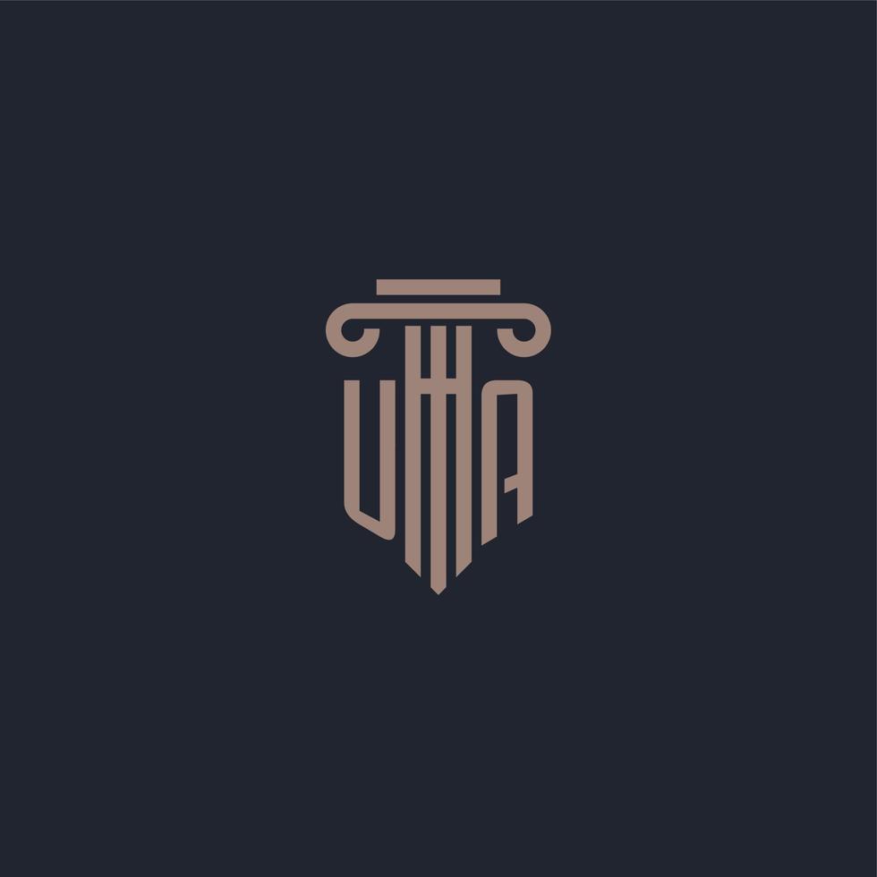 UA initial logo monogram with pillar style design for law firm and justice company vector