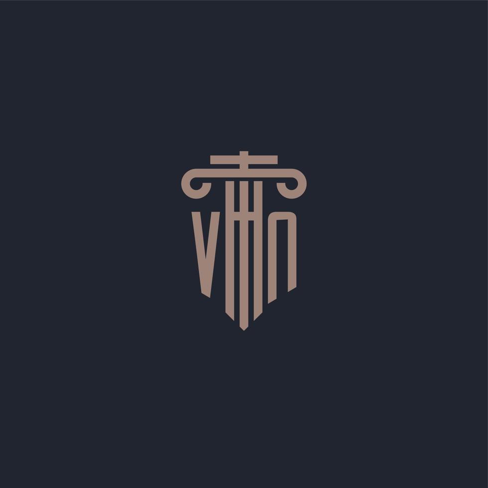 VN initial logo monogram with pillar style design for law firm and justice company vector