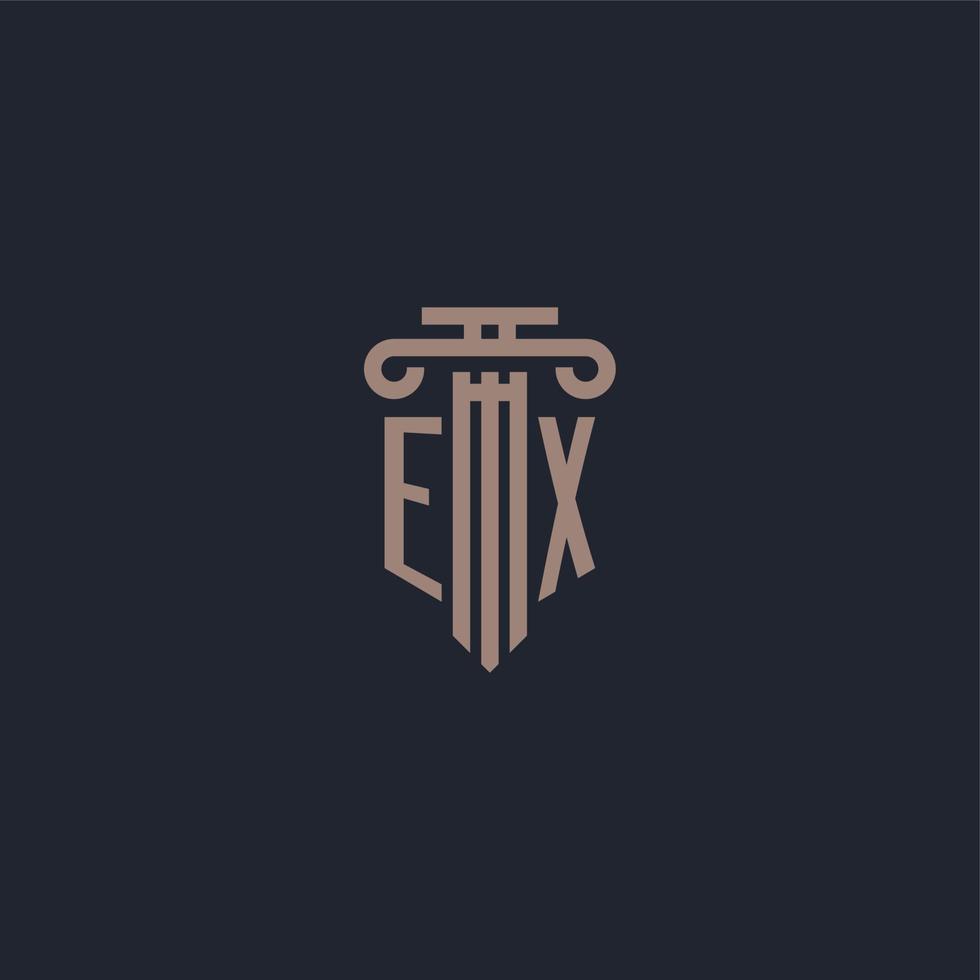 EX initial logo monogram with pillar style design for law firm and justice company vector