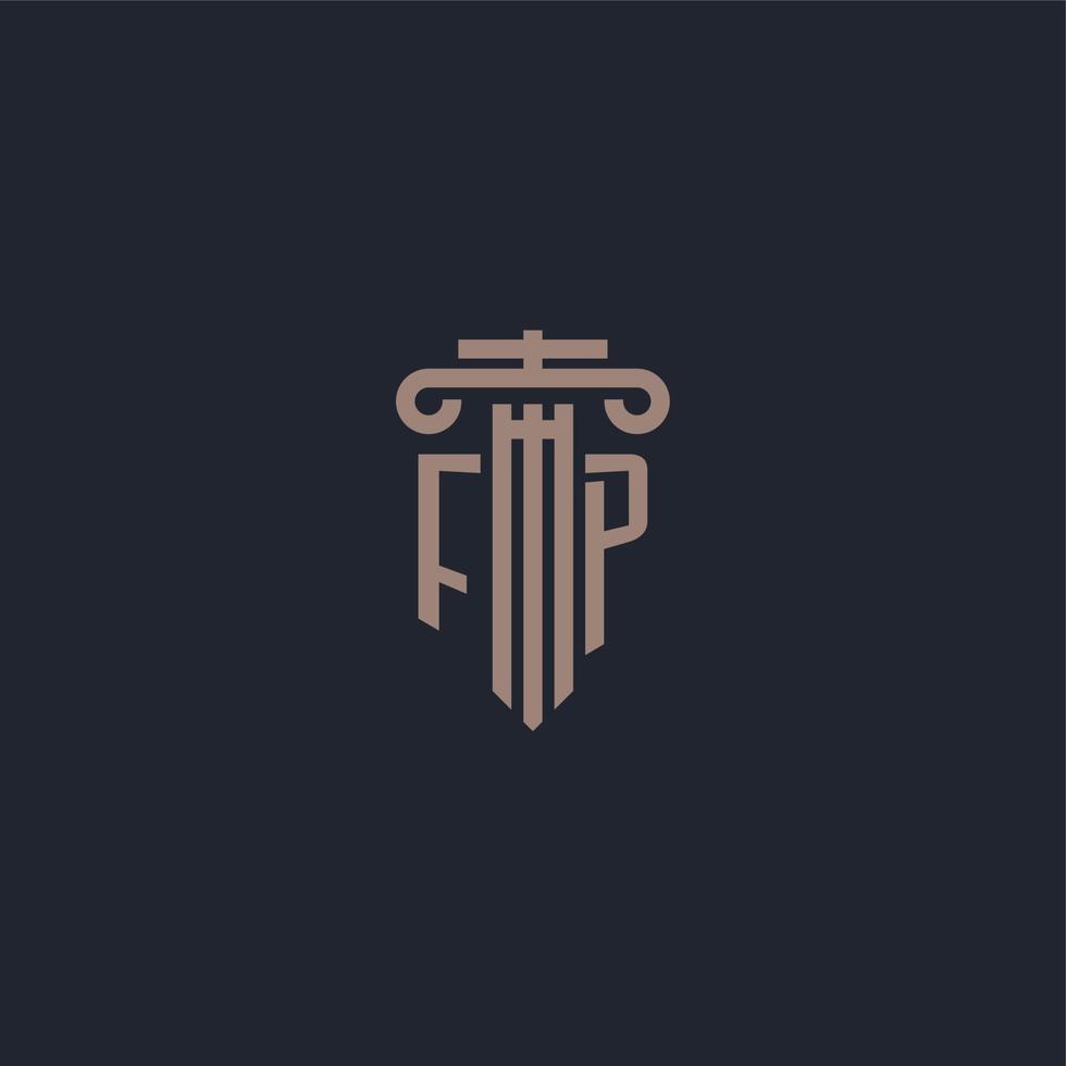 FP initial logo monogram with pillar style design for law firm and justice company vector