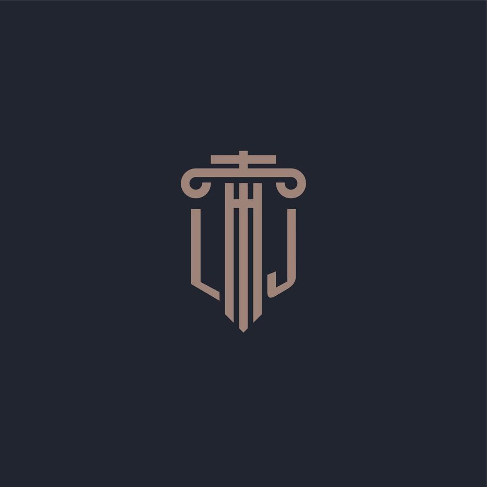 LJ initial logo monogram with pillar style design for law firm and justice company vector