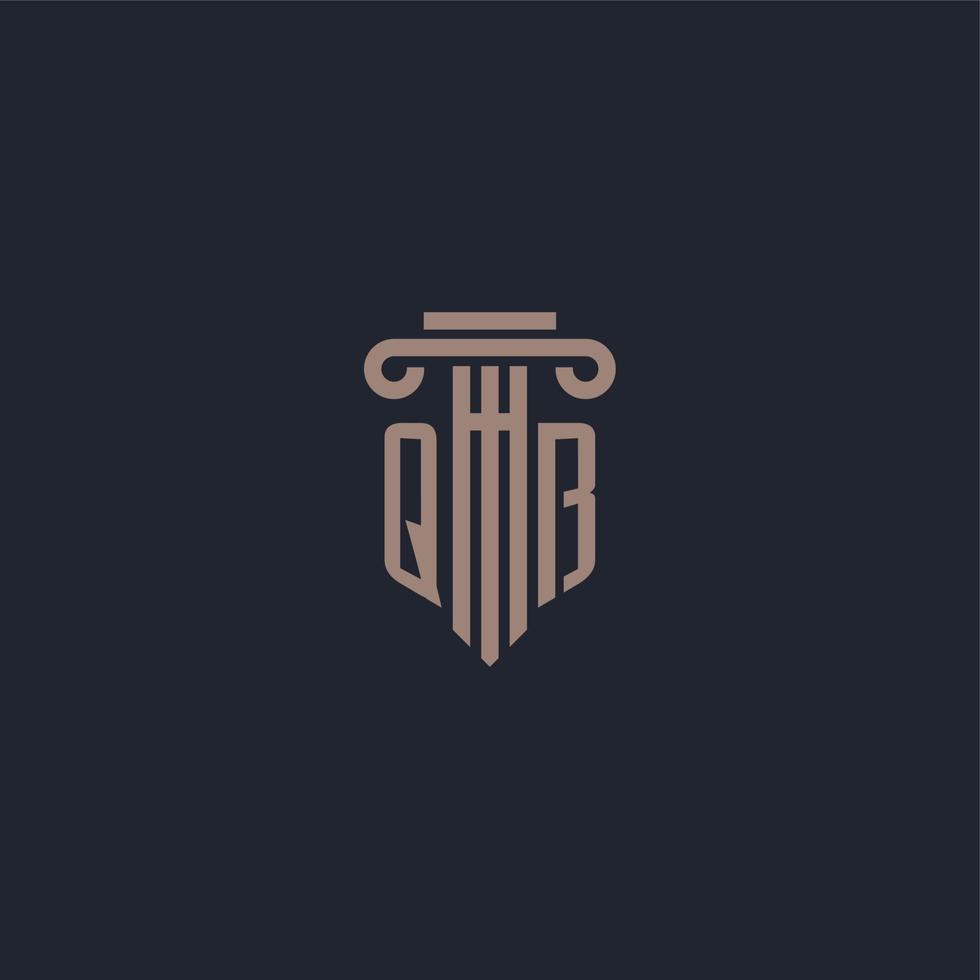 monograma del logotipo inicial qb con diseño de estilo pilar para bufete de abogados y compañía de justicia vector