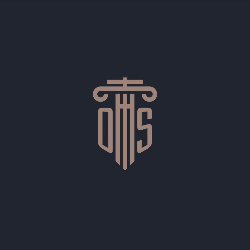 OS initial logo monogram with pillar style design for law firm and justice company vector