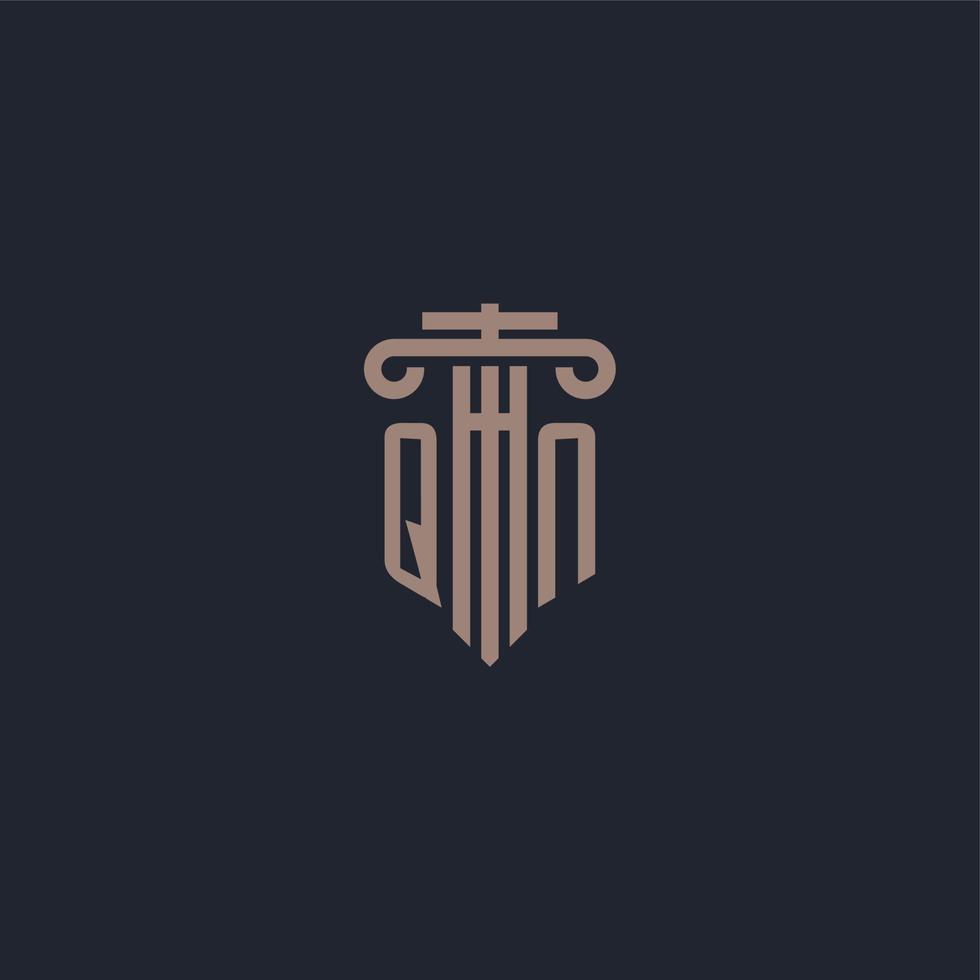 QN initial logo monogram with pillar style design for law firm and justice company vector