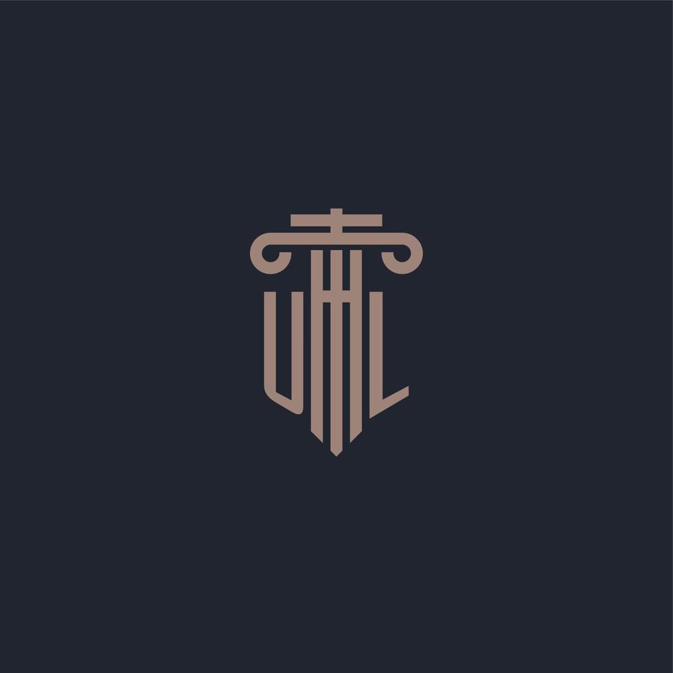 UL initial logo monogram with pillar style design for law firm and justice company vector