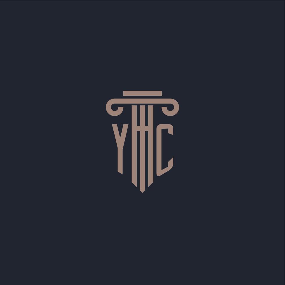 monograma de logotipo inicial yc con diseño de estilo pilar para bufete de abogados y compañía de justicia vector