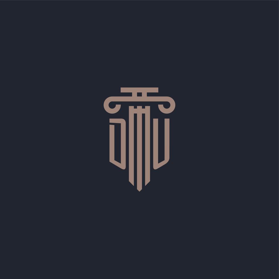 DU initial logo monogram with pillar style design for law firm and justice company vector