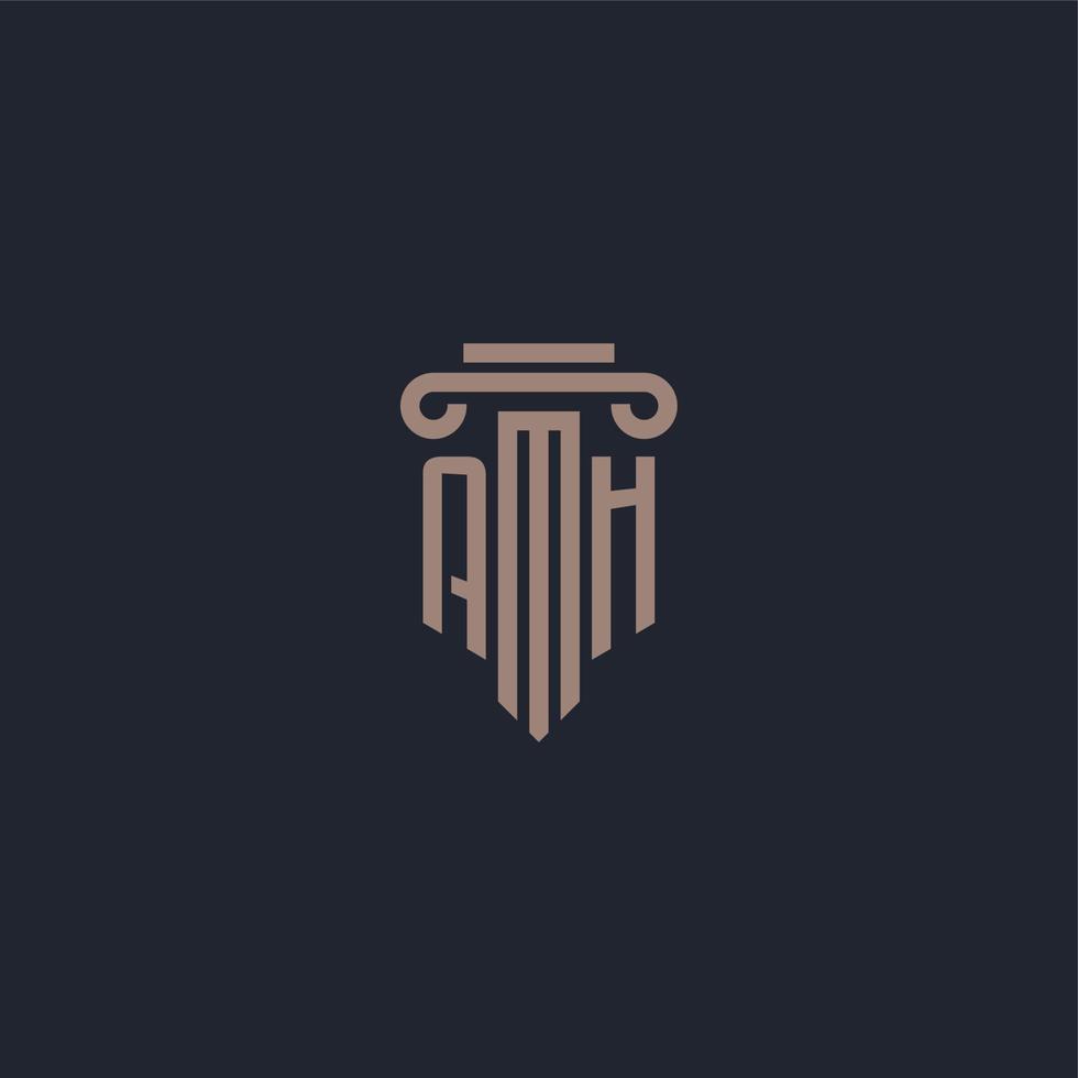AH initial logo monogram with pillar style design for law firm and justice company vector