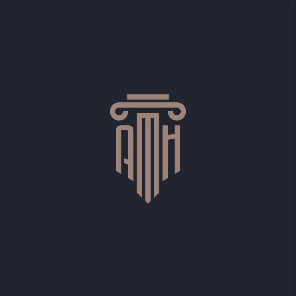 AH initial logo monogram with pillar style design for law firm and justice company vector