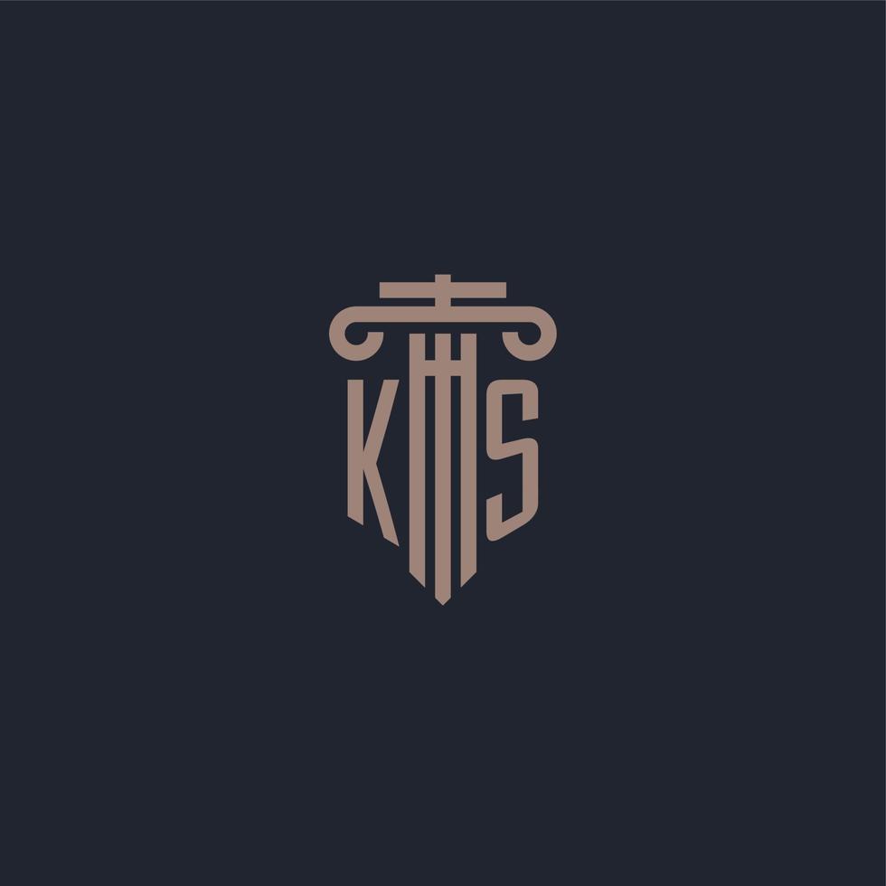 KS initial logo monogram with pillar style design for law firm and justice company vector