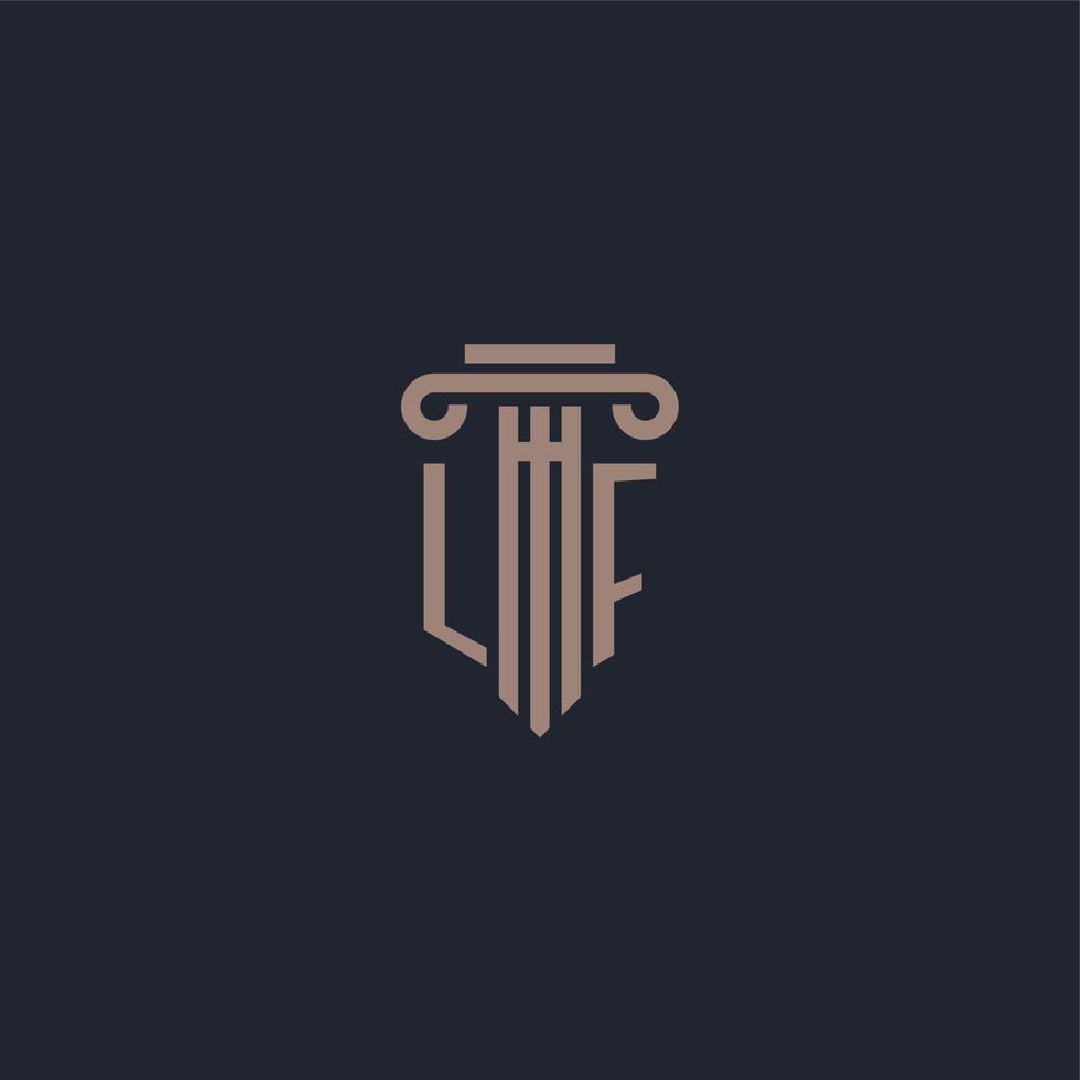 LF initial logo monogram with pillar style design for law firm and justice company vector