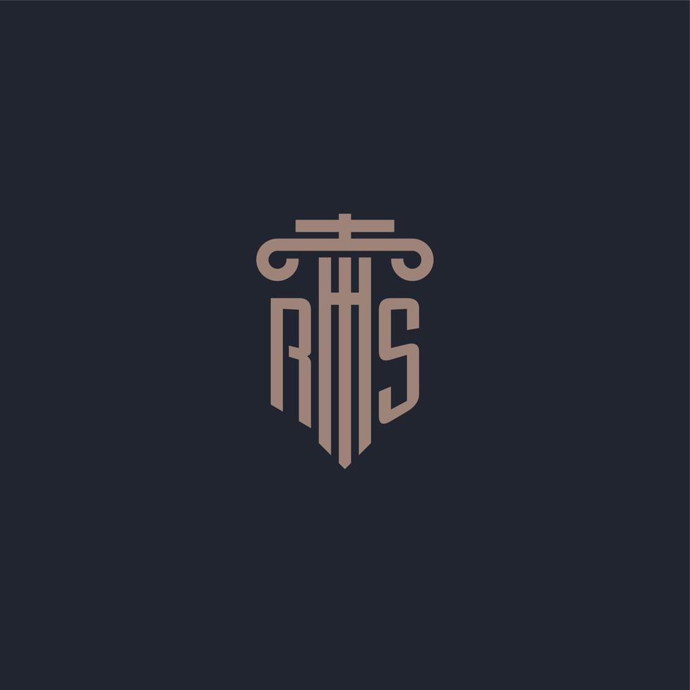 RS initial logo monogram with pillar style design for law firm and justice company vector