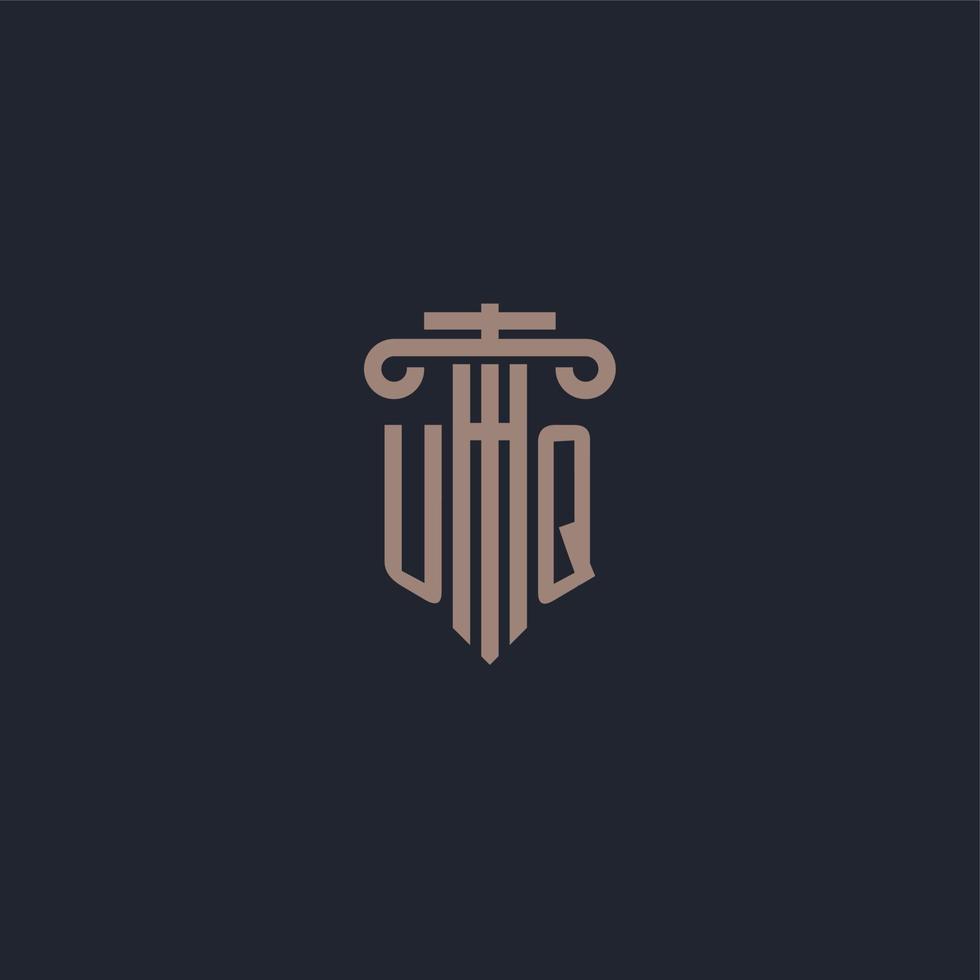 monograma de logotipo inicial uq con diseño de estilo pilar para bufete de abogados y compañía de justicia vector