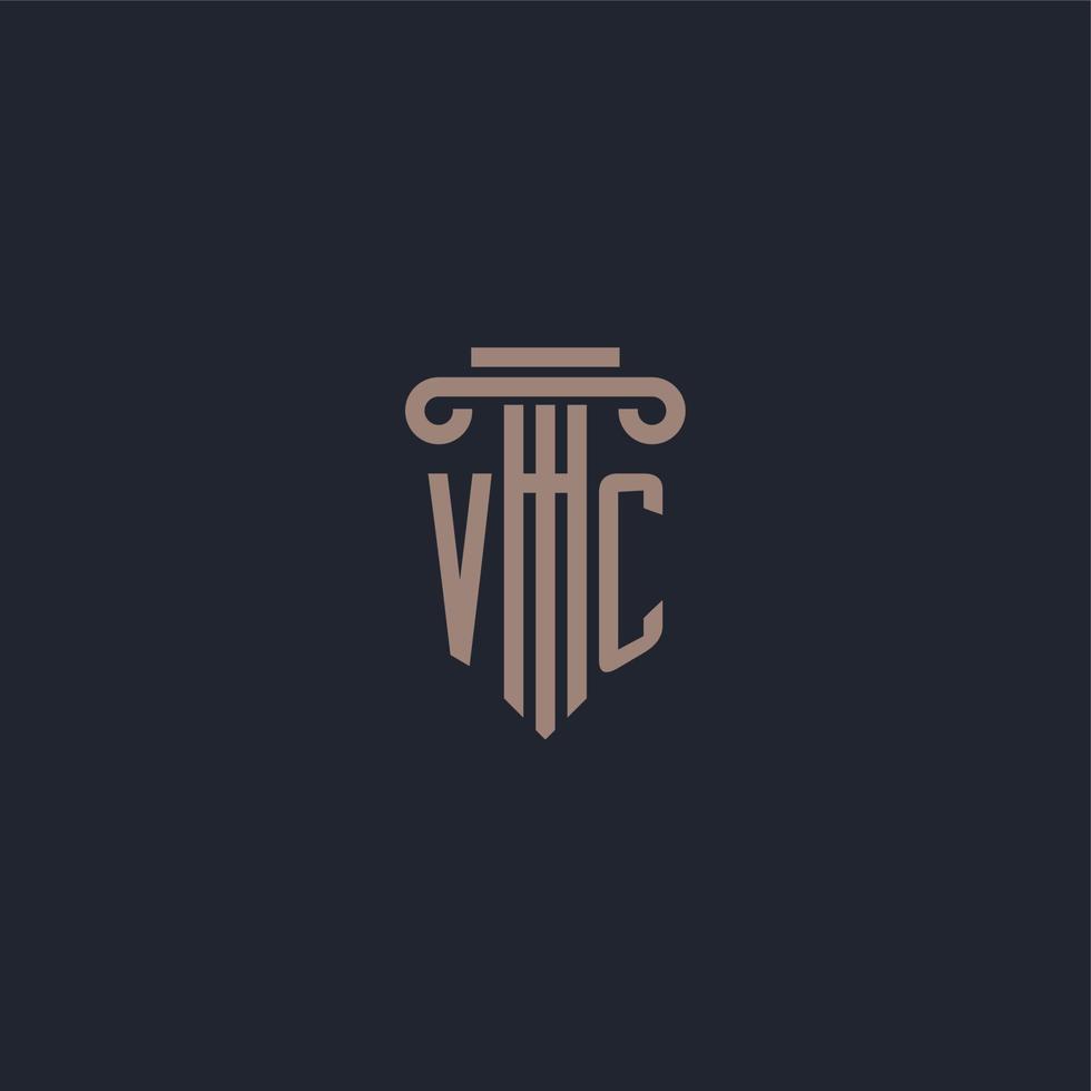 monograma del logotipo inicial vc con diseño de estilo pilar para bufete de abogados y compañía de justicia vector