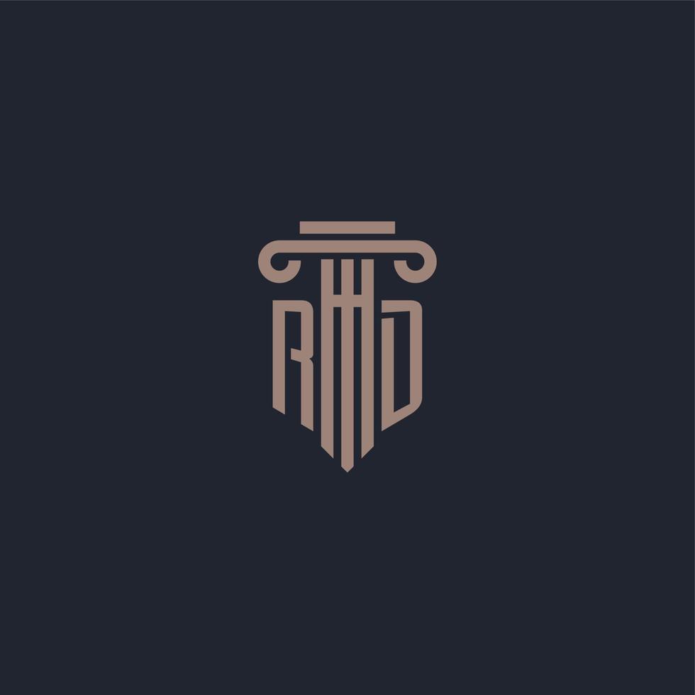 monograma de logotipo inicial rd con diseño de estilo pilar para bufete de abogados y compañía de justicia vector