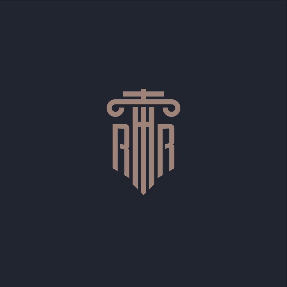 RR initial logo monogram with pillar style design for law firm and justice company vector