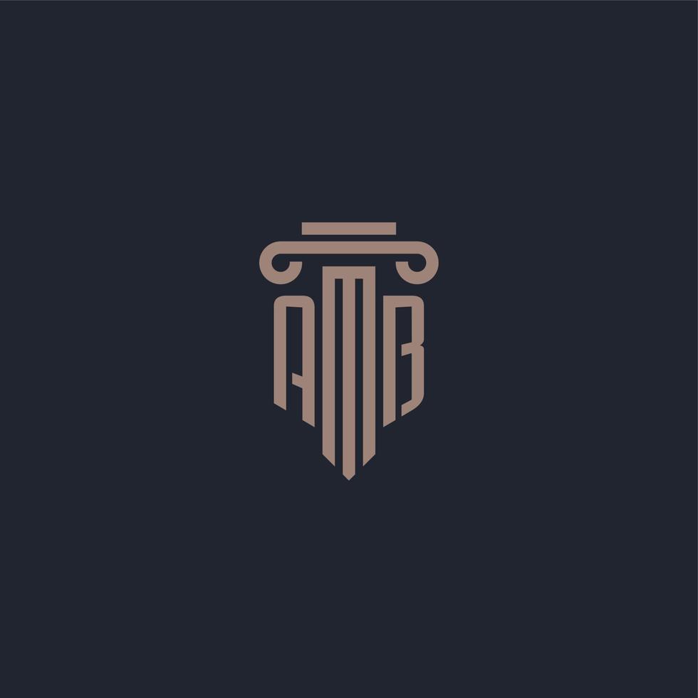 monograma de logotipo inicial ab con diseño de estilo pilar para bufete de abogados y compañía de justicia vector