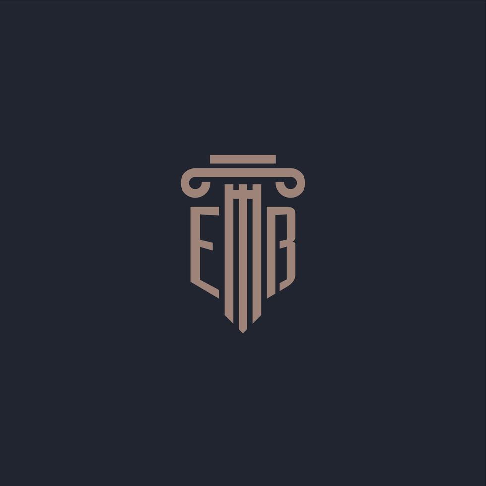 monograma de logotipo inicial eb con diseño de estilo pilar para bufete de abogados y compañía de justicia vector