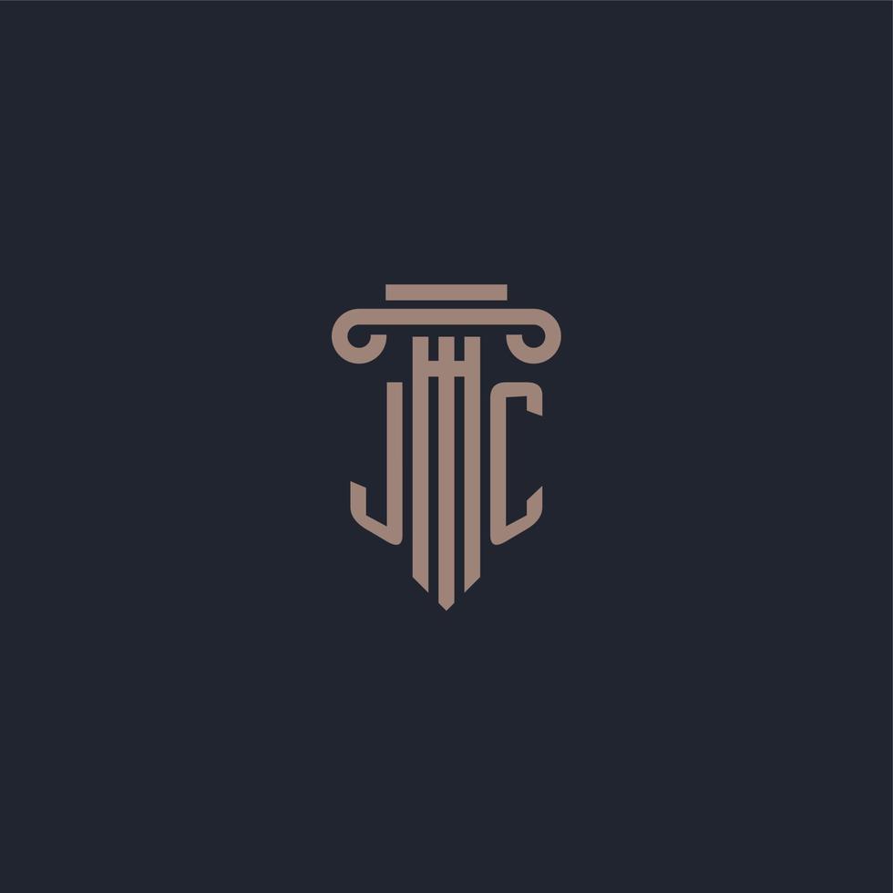 JC initial logo monogram with pillar style design for law firm and justice company vector