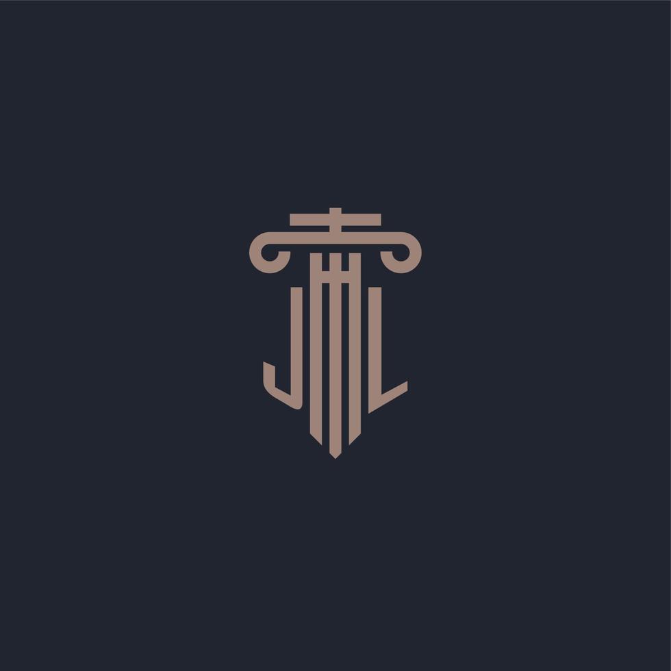 JL initial logo monogram with pillar style design for law firm and justice company vector