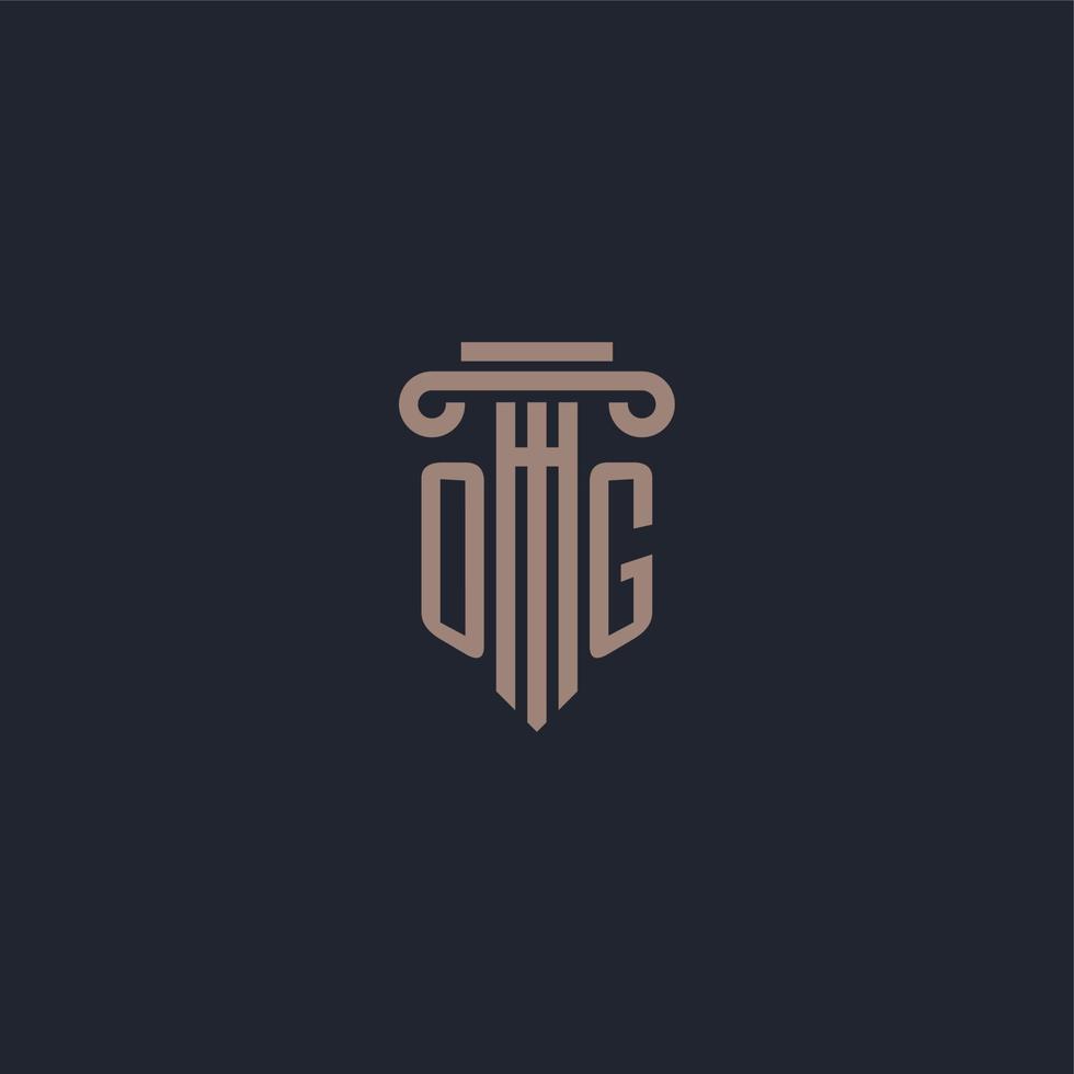 OG initial logo monogram with pillar style design for law firm and justice company vector