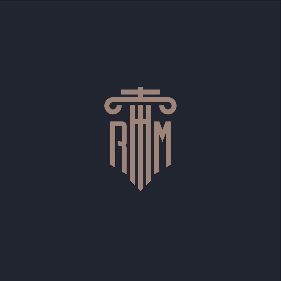 RM initial logo monogram with pillar style design for law firm and justice company vector