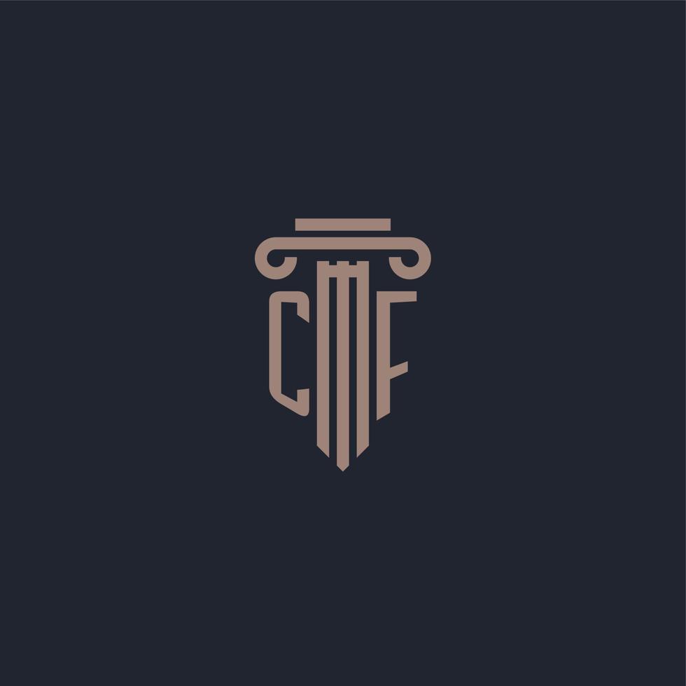 CF initial logo monogram with pillar style design for law firm and justice company vector