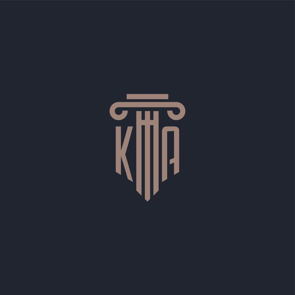 KA initial logo monogram with pillar style design for law firm and justice company vector