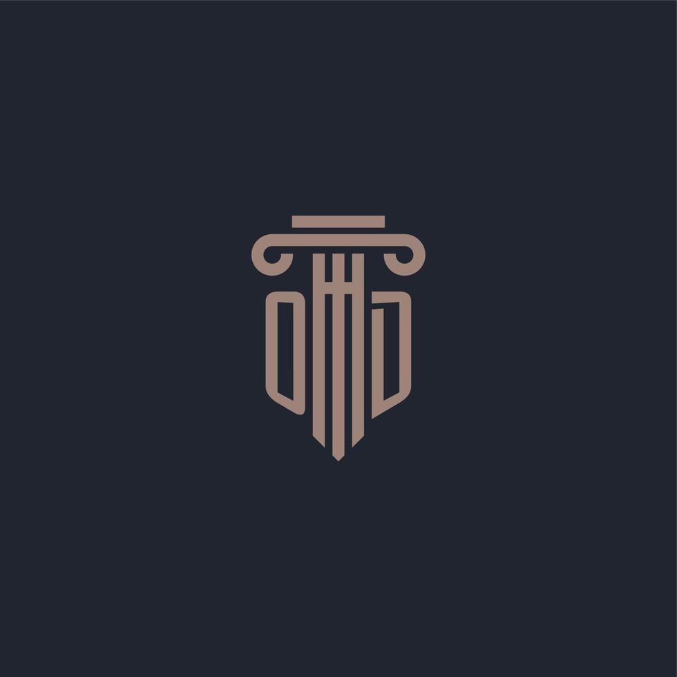 OD initial logo monogram with pillar style design for law firm and justice company vector