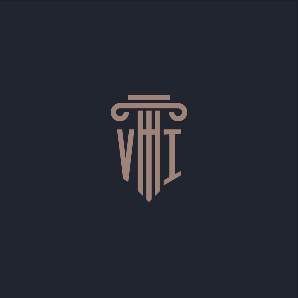 VI initial logo monogram with pillar style design for law firm and justice company vector